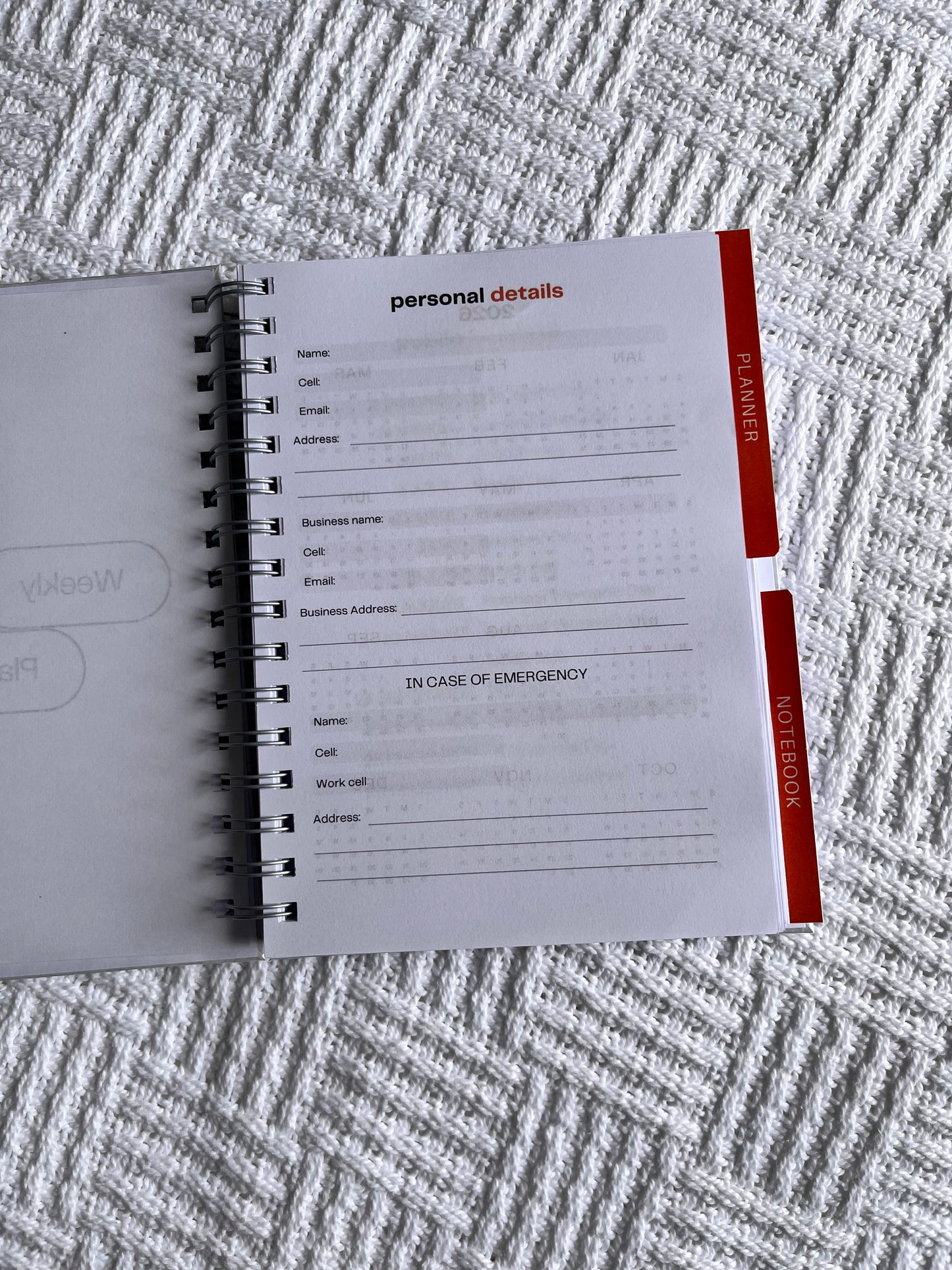 Men's Grey & Orange 2026 Combined Weekly Planner + Notebook (Undated)