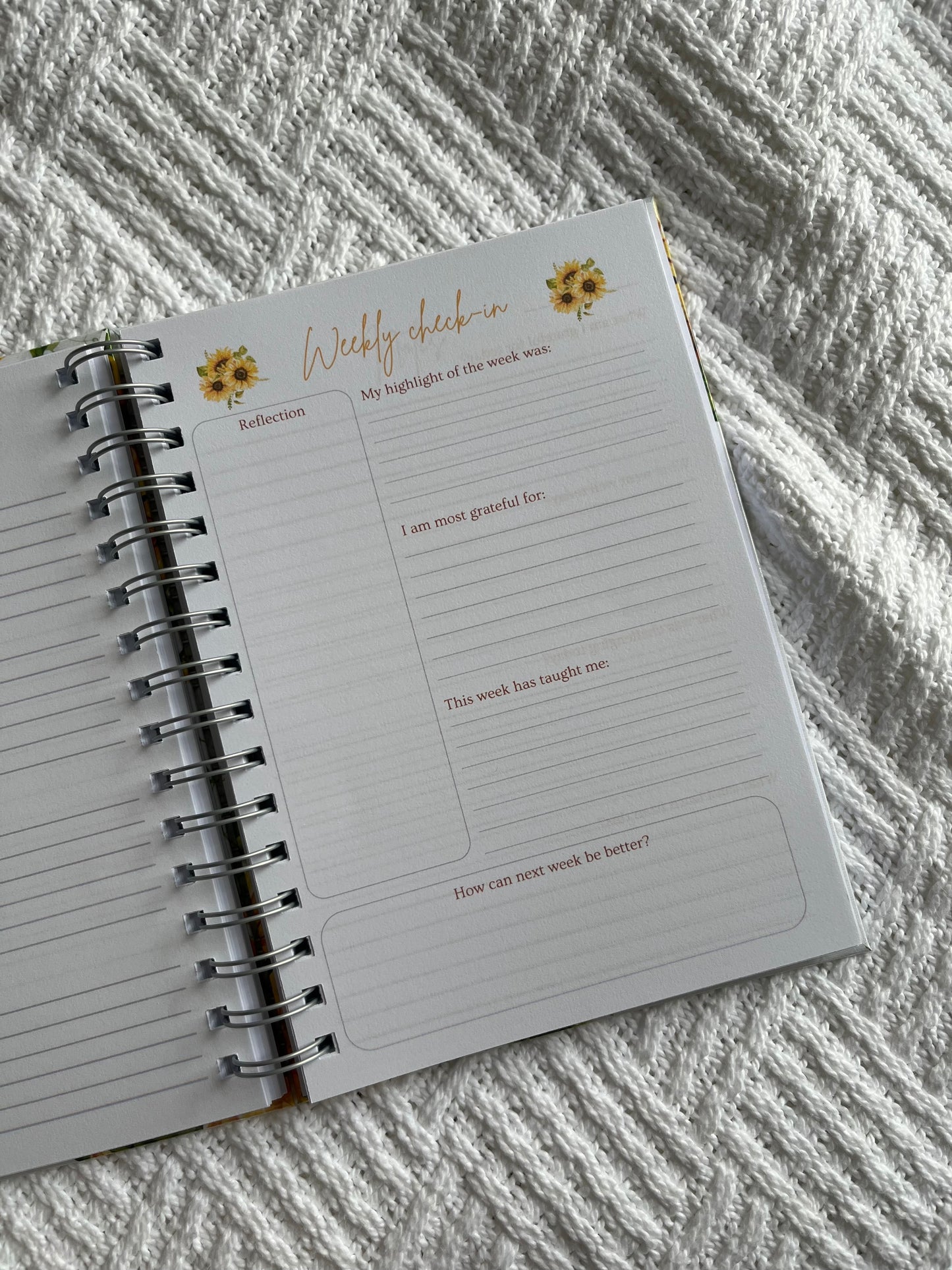 Personalised Sunflower Gratitude Journal