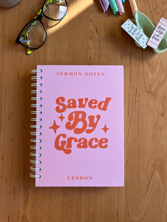 Saved By Grace Sermon Notebook (Multiple Colours)