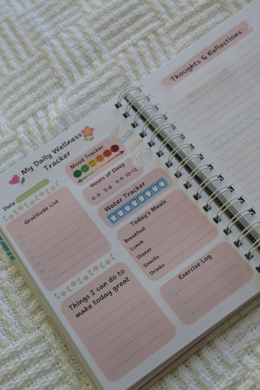 Personalised Daily Wellness Journal with habit trackers, meal plans and daily reflections