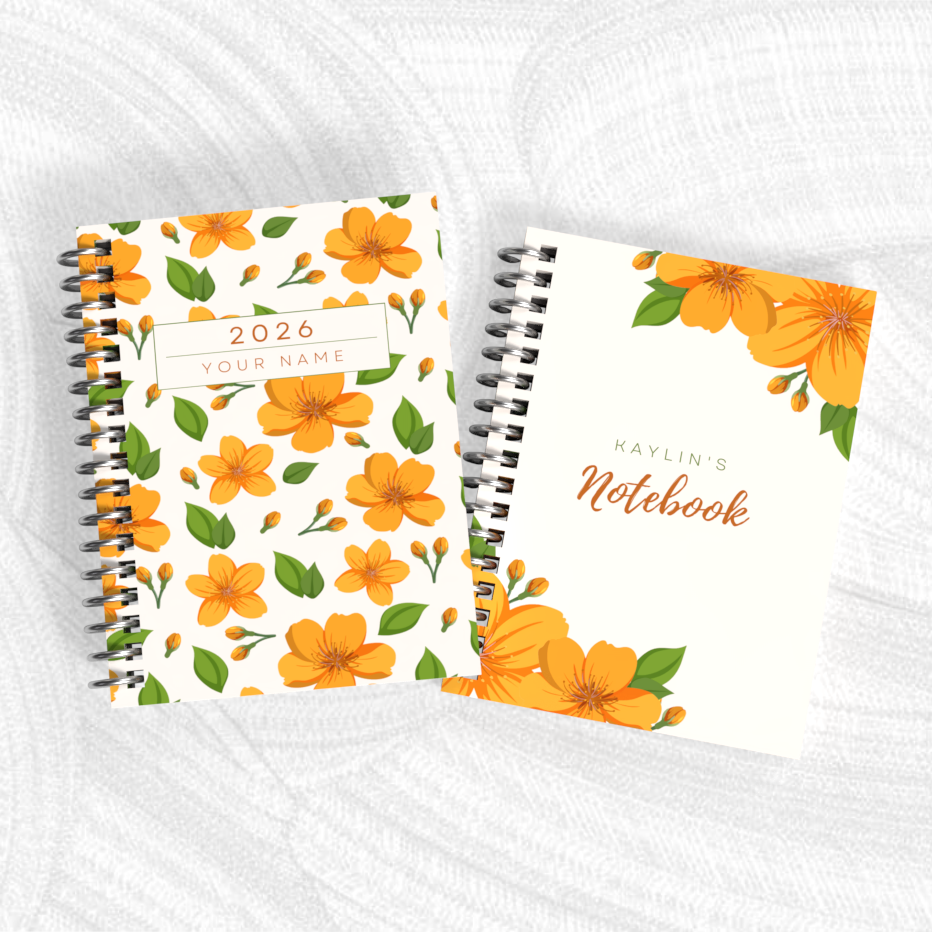 Personalised Floral 2026 Undated Diaries (Different Floral Patterns)